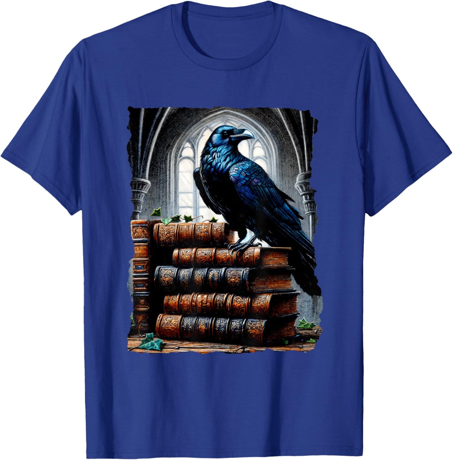 Raven On A Stack Of Books - Wisdom Of Odin T-Shirt - T-Shirt | Royal