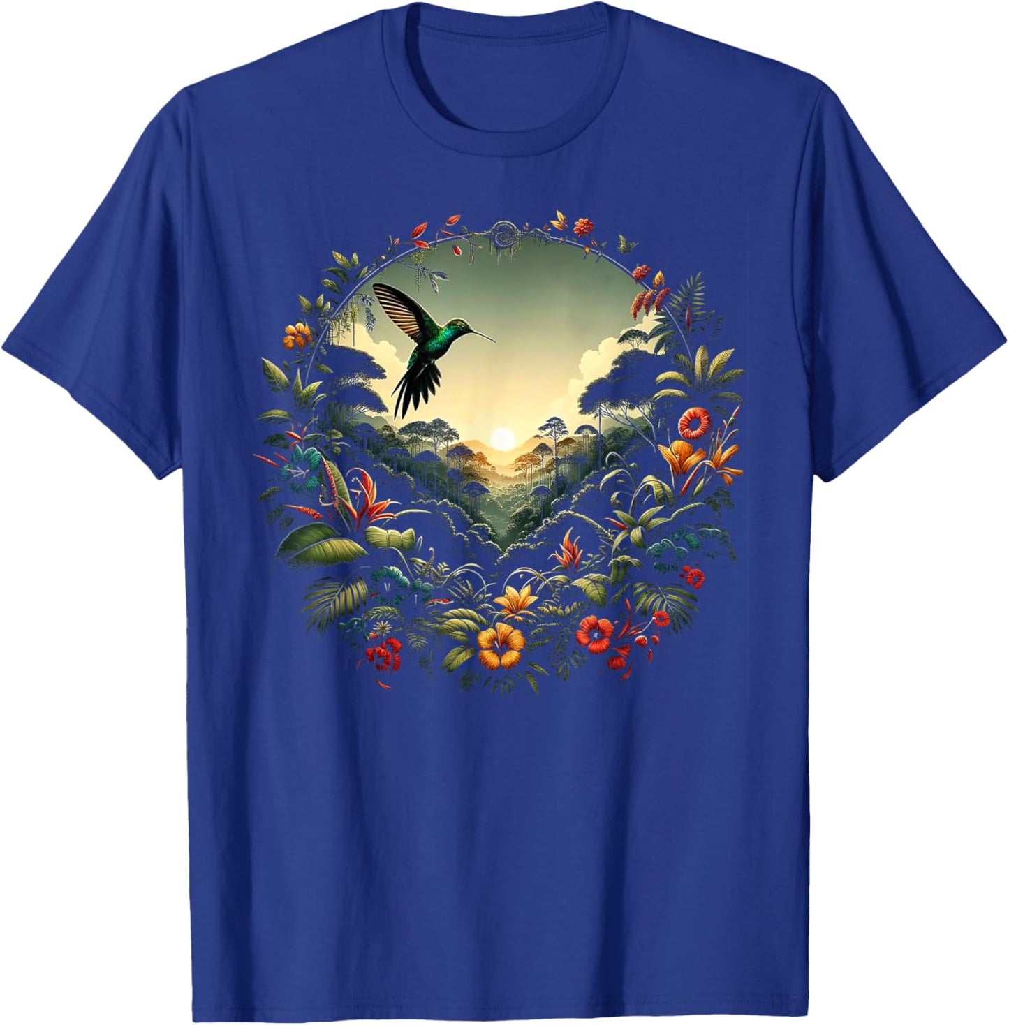 Hummingbird Beautiful Bird Watcher Floral Outfit T-Shirt - T-Shirt | Royal