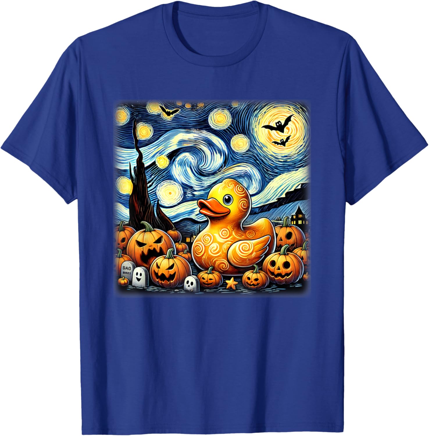 Starry Night Rubber Duck Halloween T-Shirt - T-Shirt | Royal