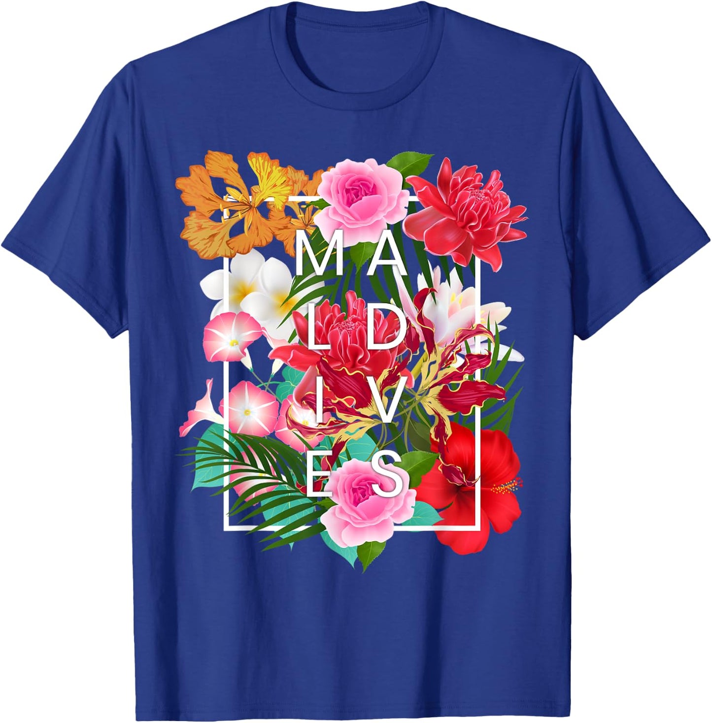 Flowers of Maldives Word Art - Maldives Vacation Souvenir T-Shirt - T-Shirt | Royal