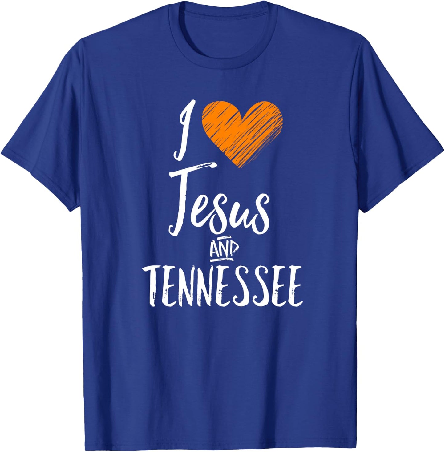 I Love Jesus And Tennessee Shirt Orange Heart Cute Fan Gift T-Shirt - T-Shirt | Royal