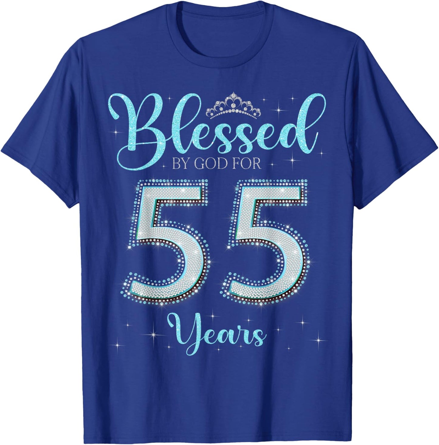 Blessed By God For 55 Years Old 55th Birthday 55th Bday T-Shirt - T-Shirt | Royal
