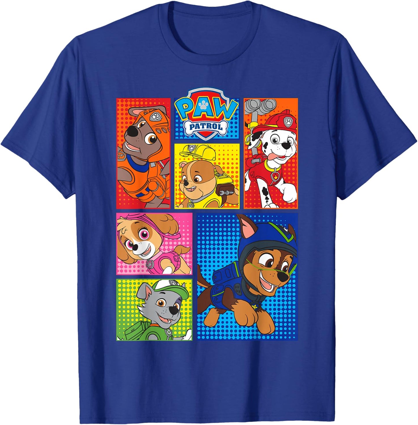 Paw Patrol Group Shot of Pups in Shapes T-Shirt - T-Shirt | Royal