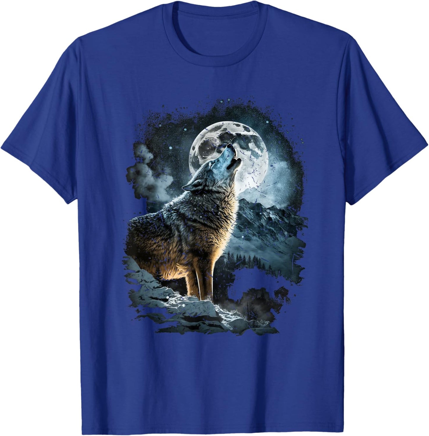 Wolf Howling to the Moon Graphic T-Shirt - T-Shirt | Royal