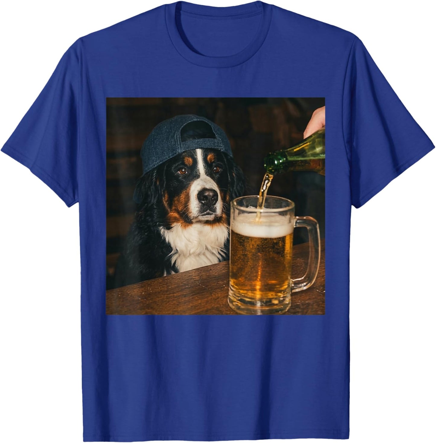 Bernese Mountain Dog Drinking Beer Funny Dog Meme T-Shirt - T-Shirt | Royal