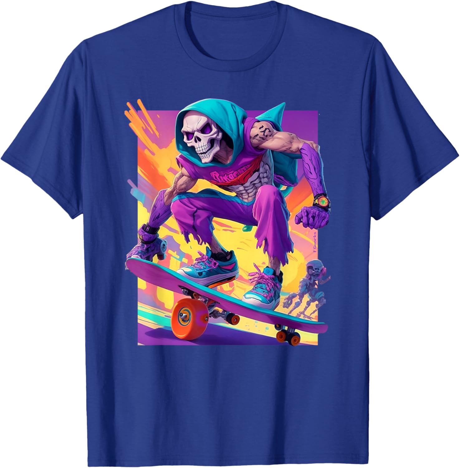 Skateboard Skeletor Graphic T-Shirt - T-Shirt | Royal