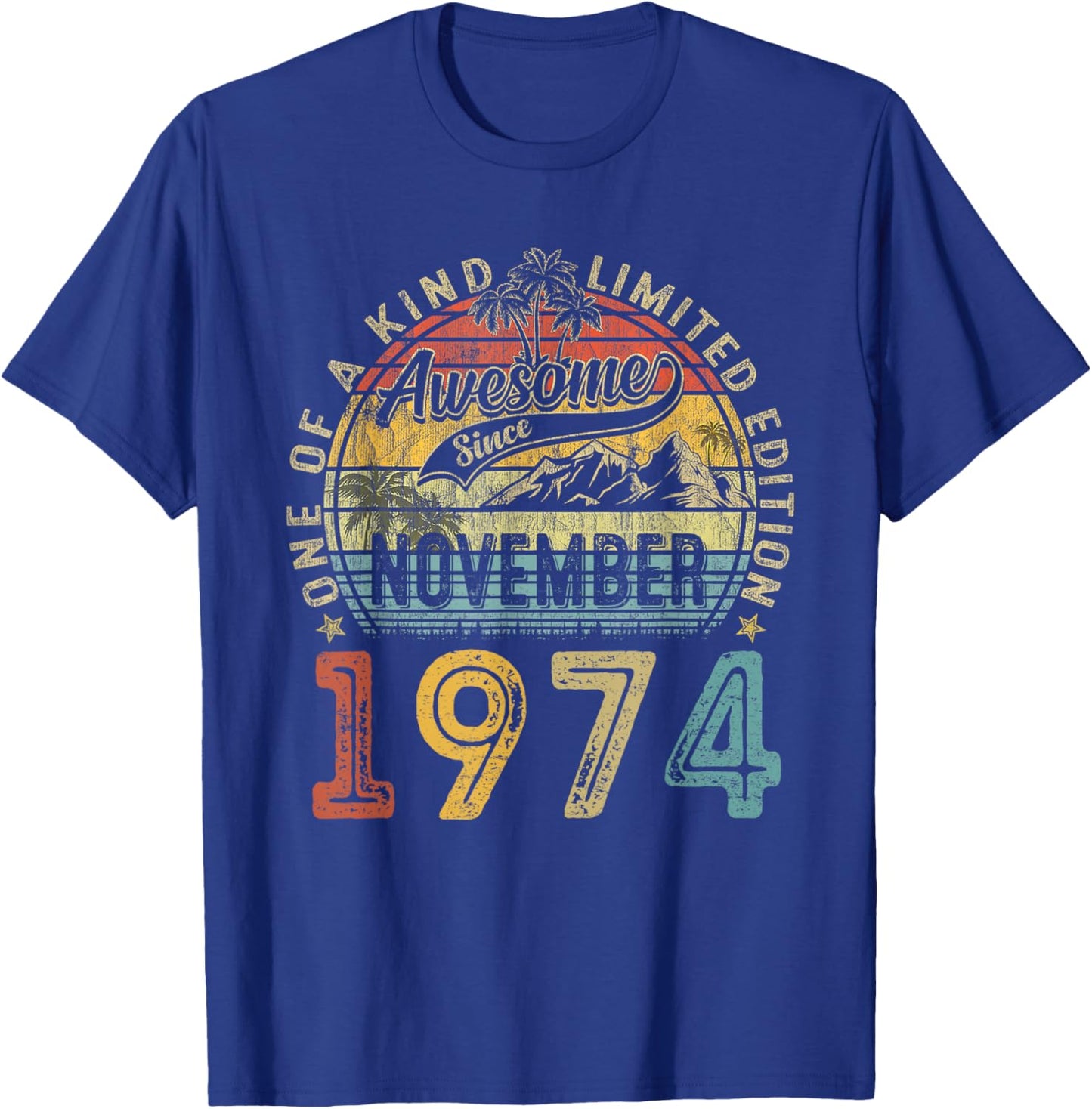 Vintage November 1974 50 Years Old 50th Birthday Gifts Women T-Shirt - T-Shirt | Royal