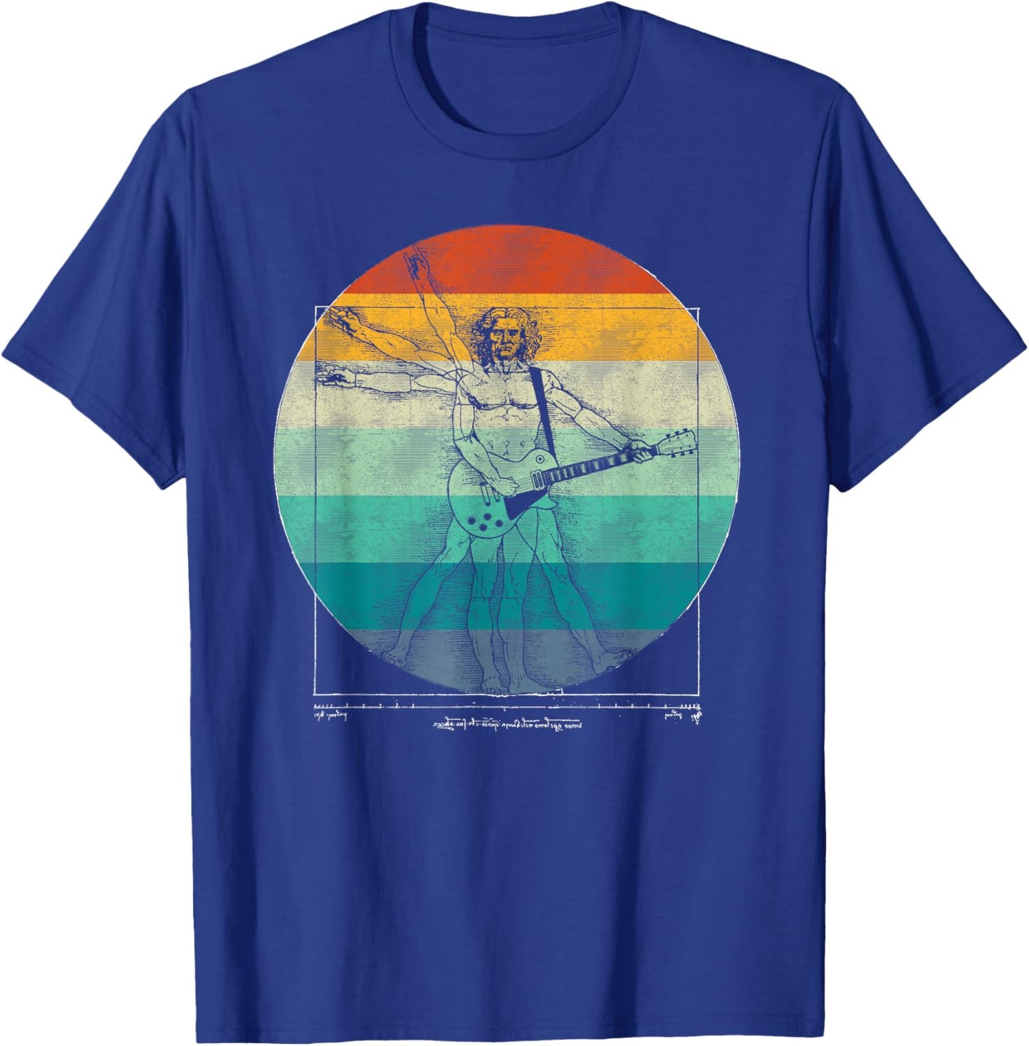 Funny Guitar Player Da Vinci Vitruvian Man Musicians T-Shirt - T-Shirt | Royal