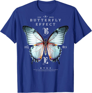 Back Print Streetwear Hip Hop Retro Vintage Moth Butterfly T-Shirt - T-Shirt | Royal