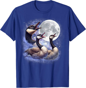 Three Geese Moon Funny Goose Howling Wolfs Moon Parody T-Shirt - T-Shirt | Royal