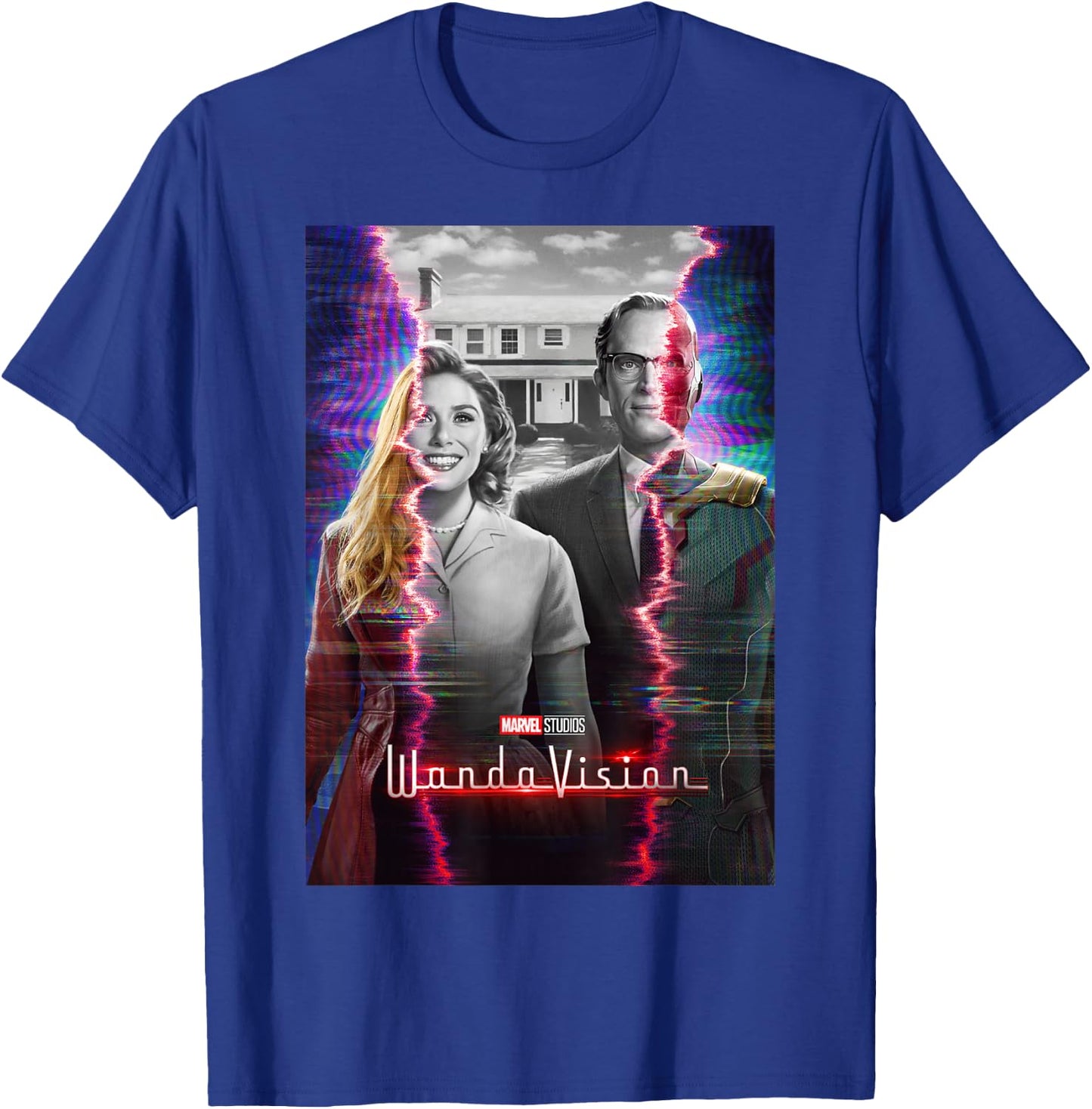 Marvel WandaVision Scarlett with & Vision Glitch Poster T-Shirt - T-Shirt | Royal