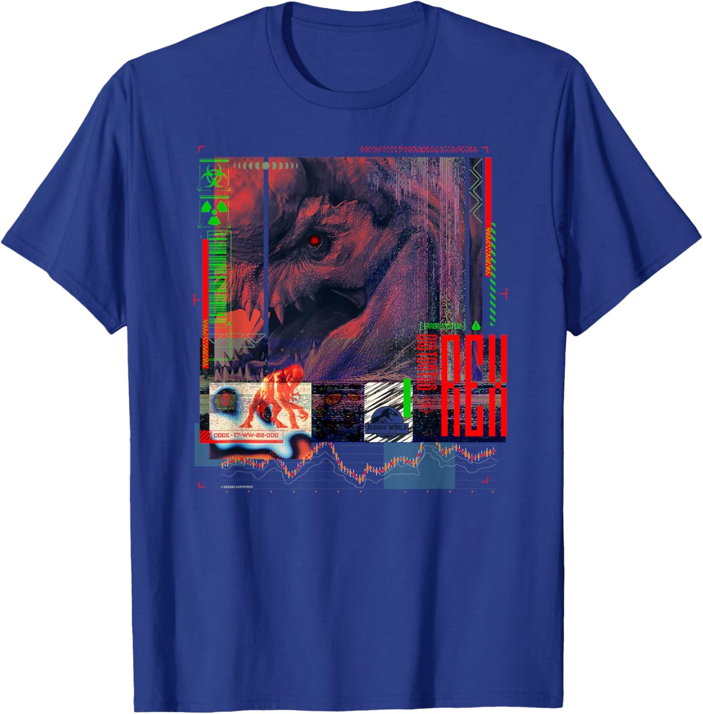Jurassic World Rebirth Distortus Rex Neon Hybrid T-Shirt - T-Shirt | Royal