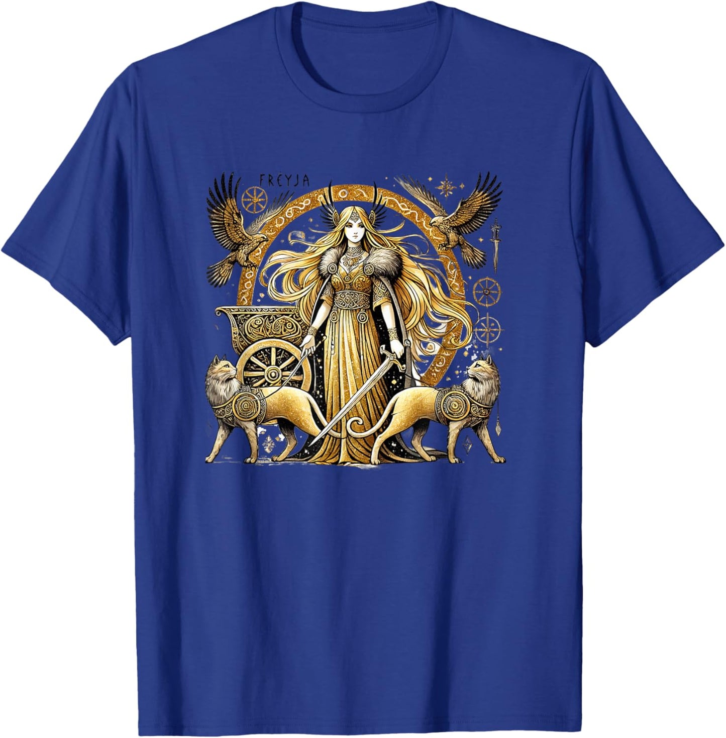 Freyja Norse Goddess of Love and War, Divine Duality, Grace -Adult , Black, Small, Short Sleeve T-Shirt - T-Shirt | Royal