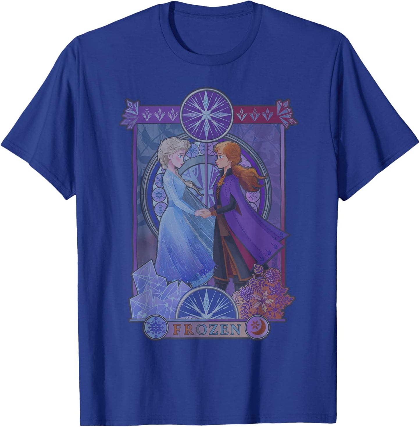 Disney Frozen 2 Elsa Anna Split Geometric Poster T-Shirt - T-Shirt | Royal