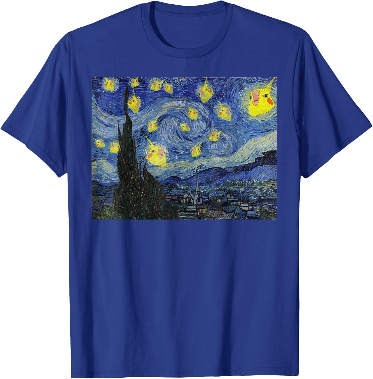 Screaming Cockatiel Birb Memes Bird Parrot Starry Night T-Shirt - T-Shirt | Royal