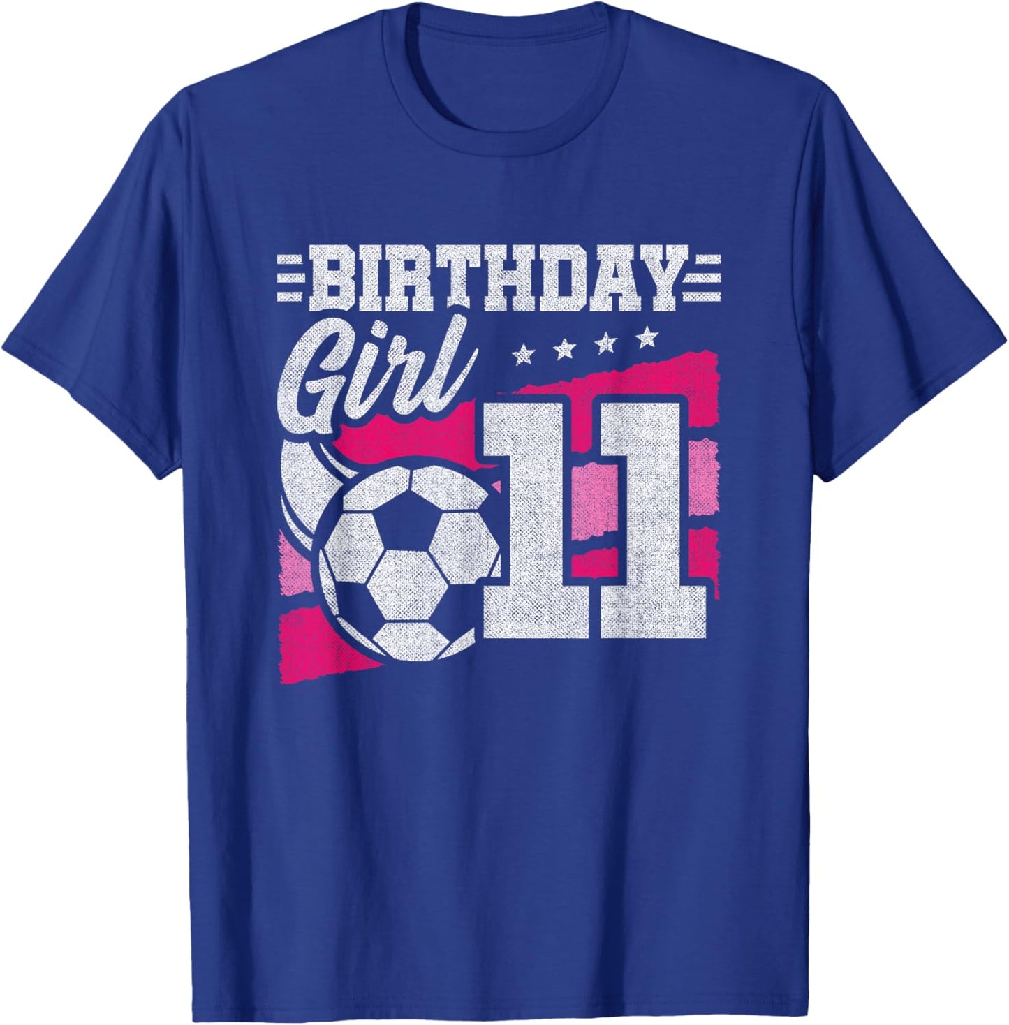 11 Year Old Soccer Birthday - Girls 11th Birthday Soccer T-Shirt - T-Shirt | Royal