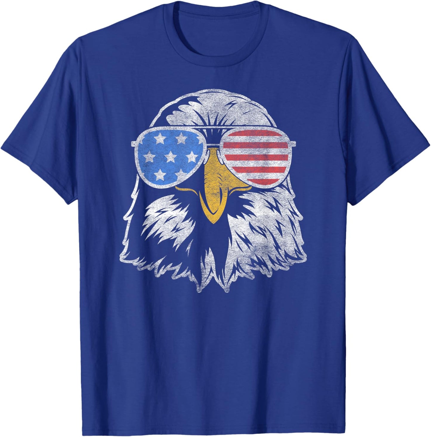 Bald Eagle With American Flag Sunglasses – USA Merica T-Shirt - T-Shirt | Royal