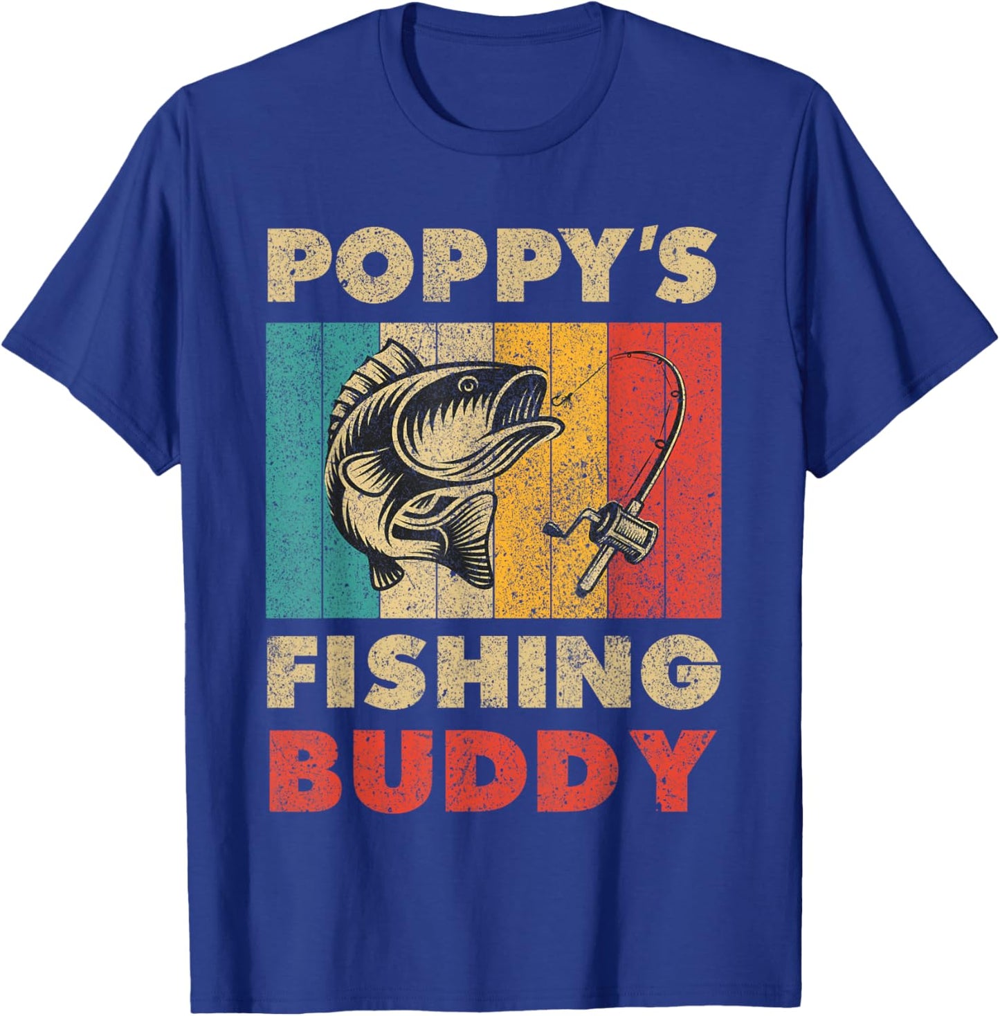 Funny Fishing Poppy's Fishing Buddy Vintage Fishing T-Shirt - T-Shirt | Royal
