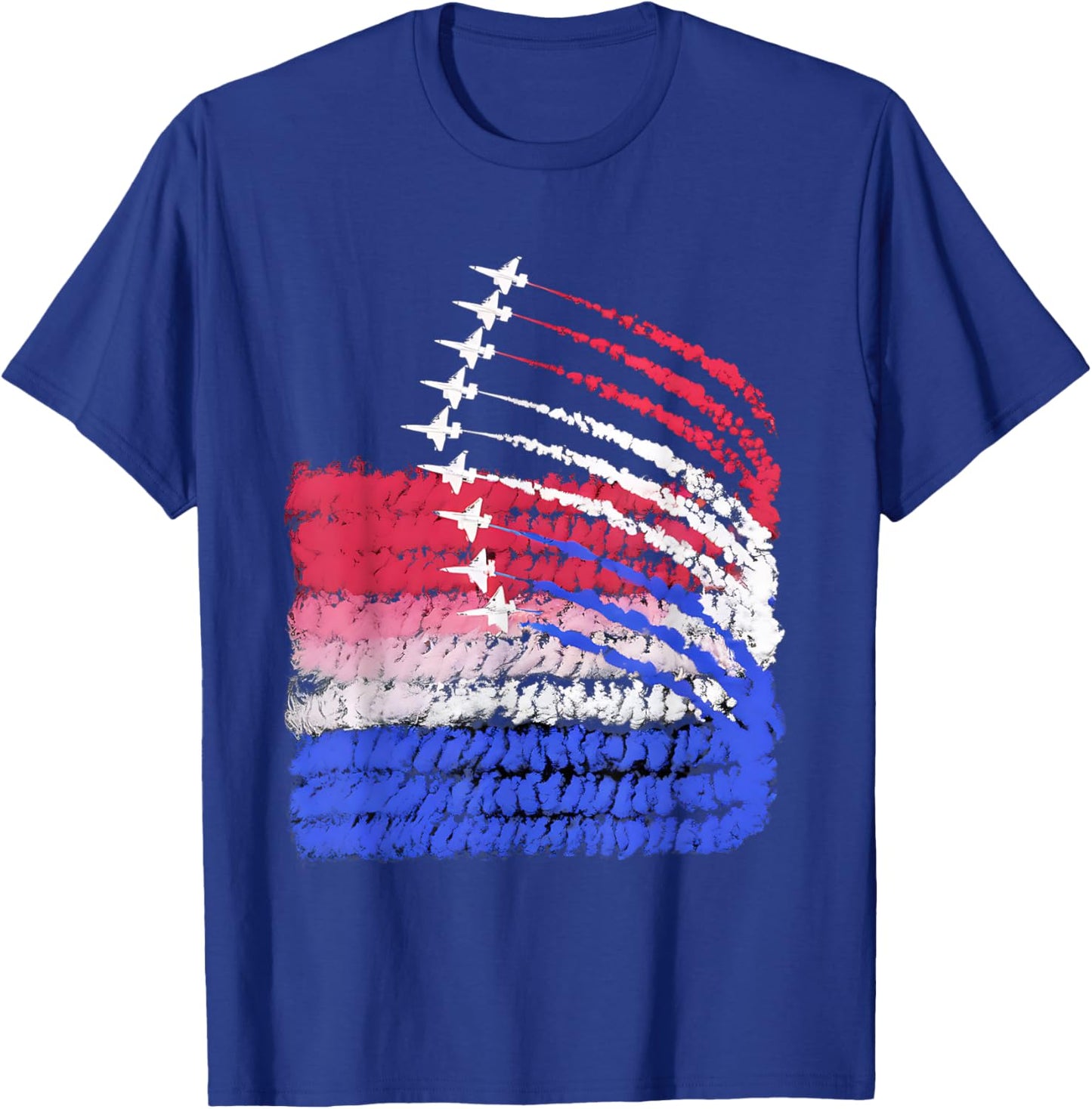 USA Flag Fighter Jets Patriotic Red Blue White 4th of July Women Kids Men T-Shirt - T-Shirt | Royal