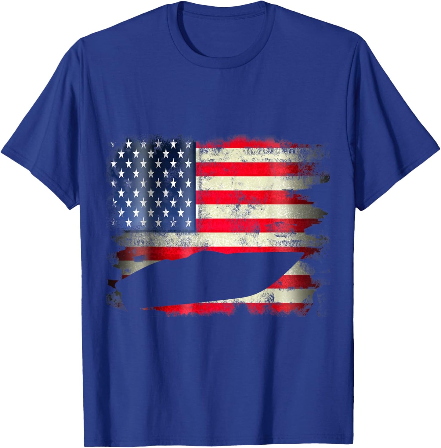 Motor Boat Patriotic USA American Flag 4th of July Gift T-Shirt - T-Shirt | Royal