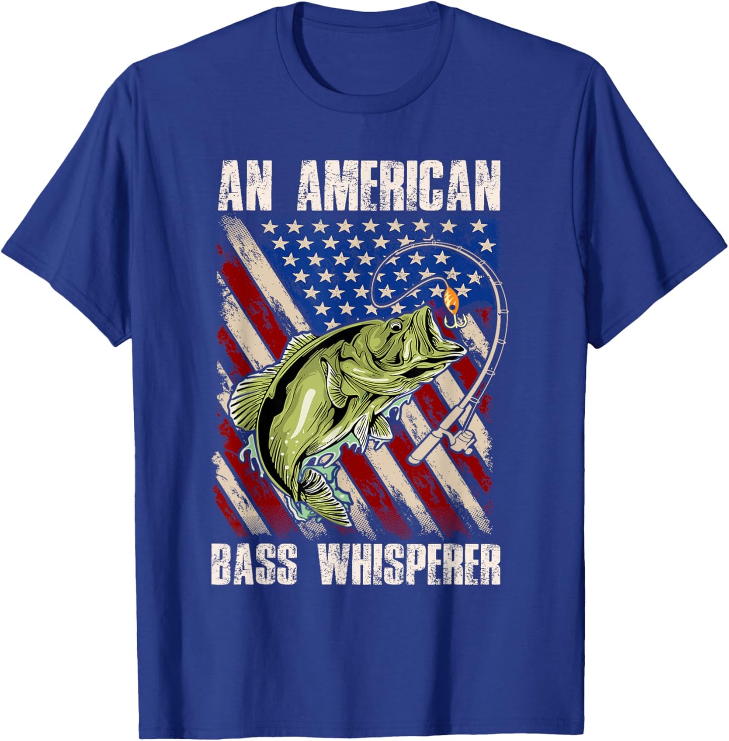 American Flag Bass Whisperer Fisherman T-Shirt - T-Shirt | Royal