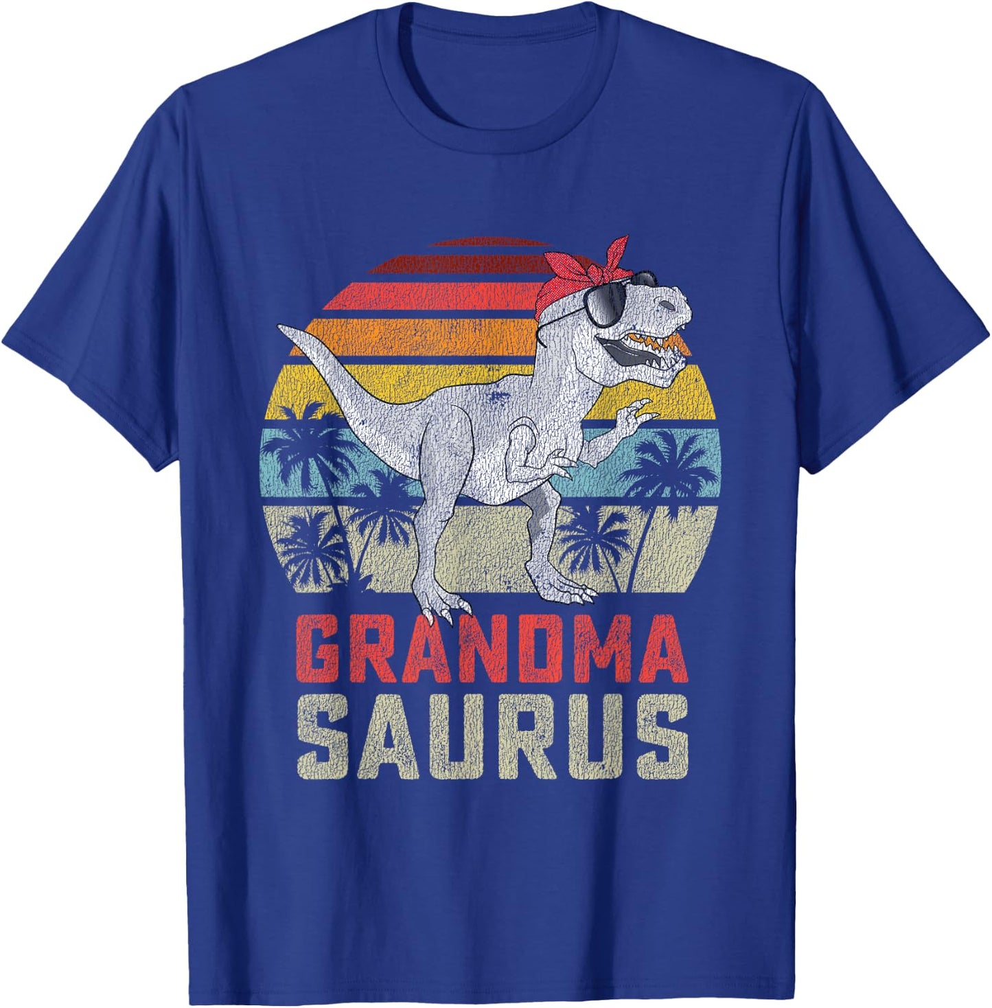 Grandmasaurus T Rex Dinosaur Grandma Saurus Family Matching T-Shirt - T-Shirt | Royal