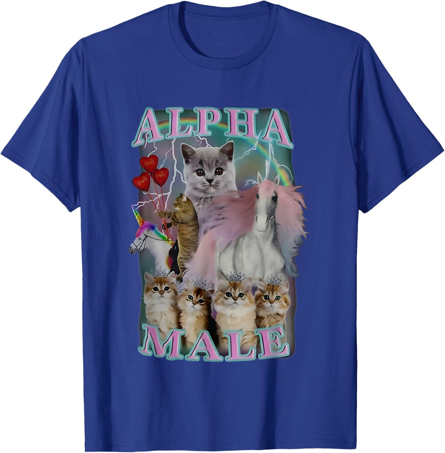 Alpha Male Meme Cat And Unicorn Funny Women T-Shirt - T-Shirt | Royal