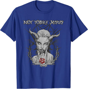 Not Today Jesus I Satanic Baphomet Pentagram T-Shirt - T-Shirt | Royal