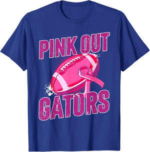 Gators Pink Out Football Tackle Breast Cancer T-Shirt - T-Shirt | Royal