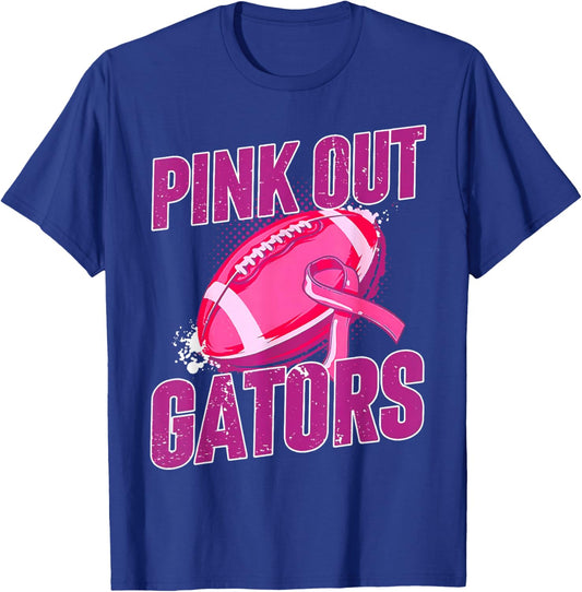 Gators Pink Out Football Tackle Breast Cancer T-Shirt - T-Shirt | Royal