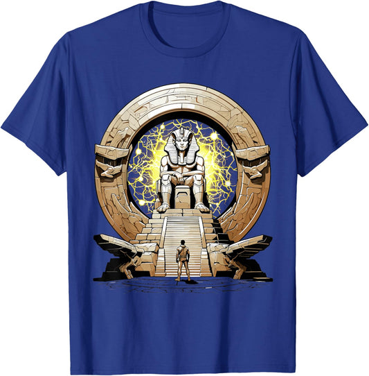 Ancient Deity Osiris stepping through a stargate portal T-Shirt - T-Shirt | Royal