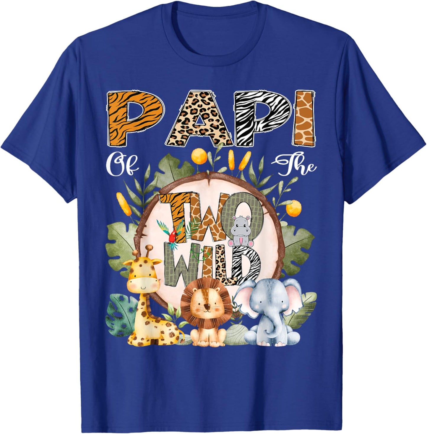 Papi Of The Two Wild Animal Safari 2Nd Birthday Party T-Shirt - T-Shirt | Royal