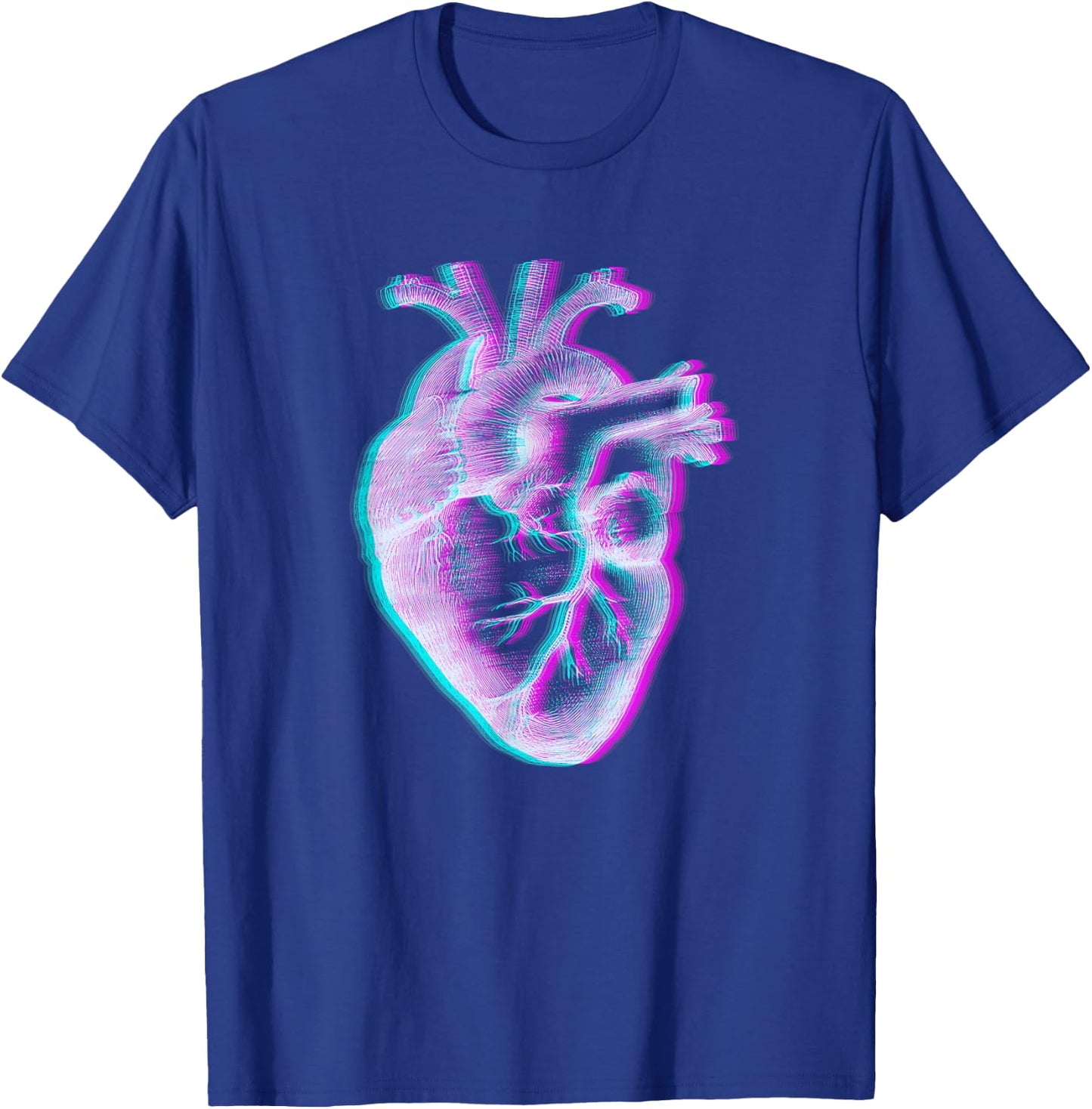 Anatomical Heart Vaporwave Aesthetic Retrowave Glitch Trippy T-Shirt - T-Shirt | Royal