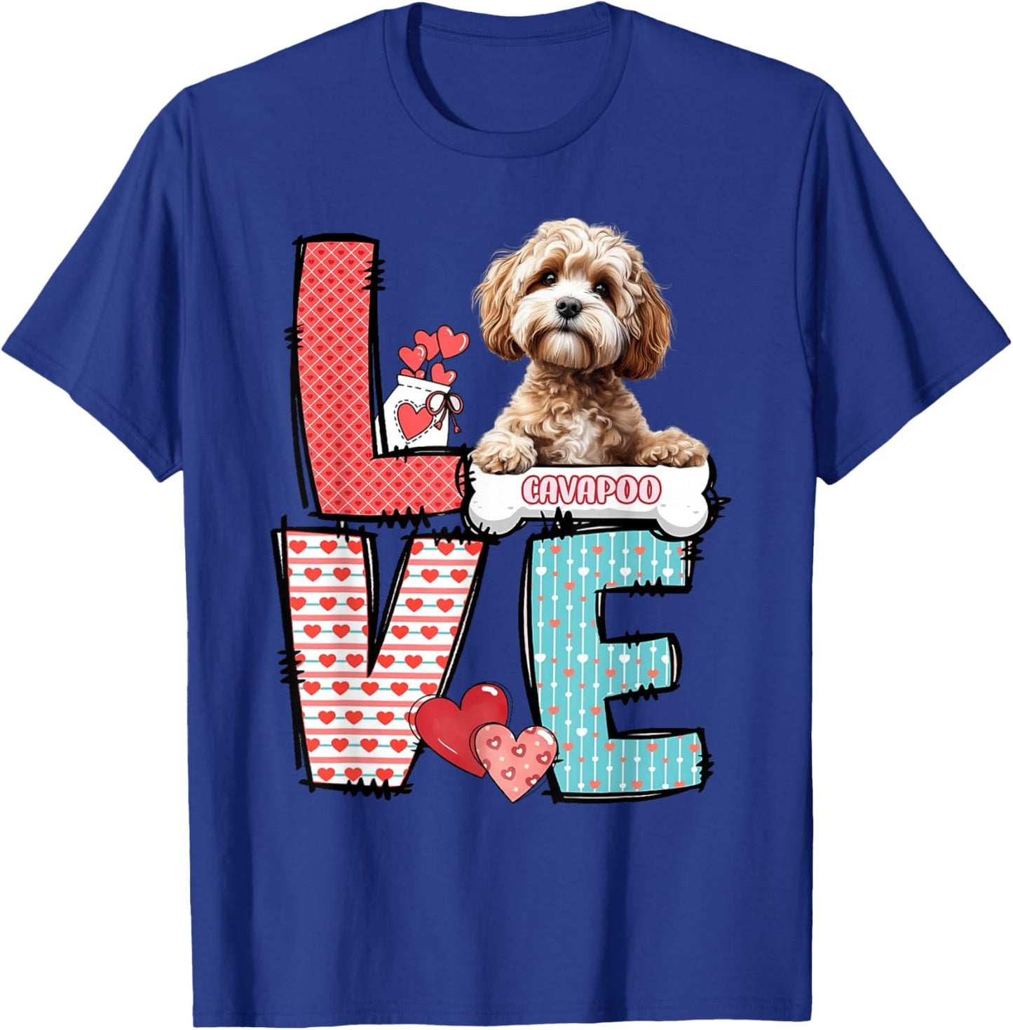 LOVE Cavapoo Dog Happy Valentines Day T-Shirt - T-Shirt | Royal