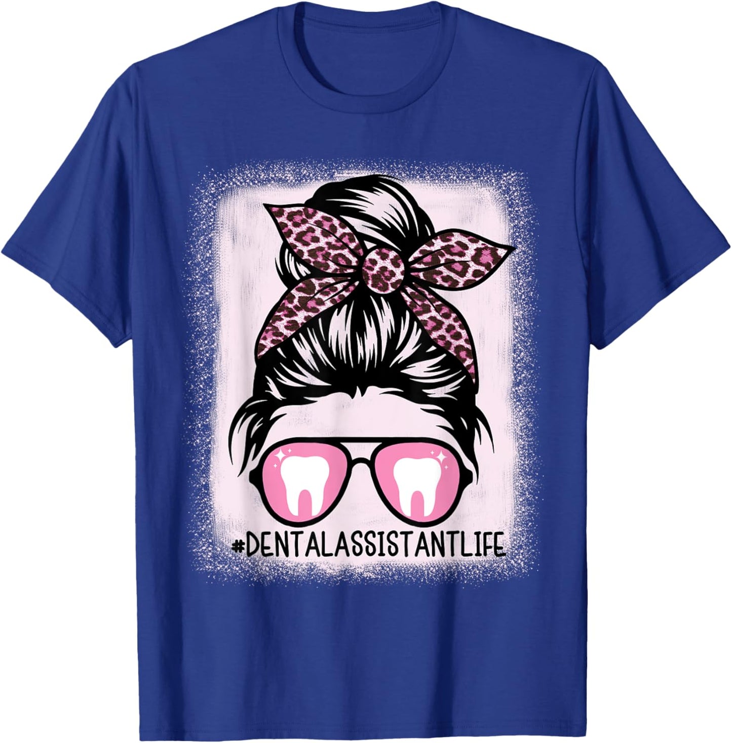 Women Dental Hygienist or Assistant Life Leopard Bleached T-Shirt - T-Shirt | Royal