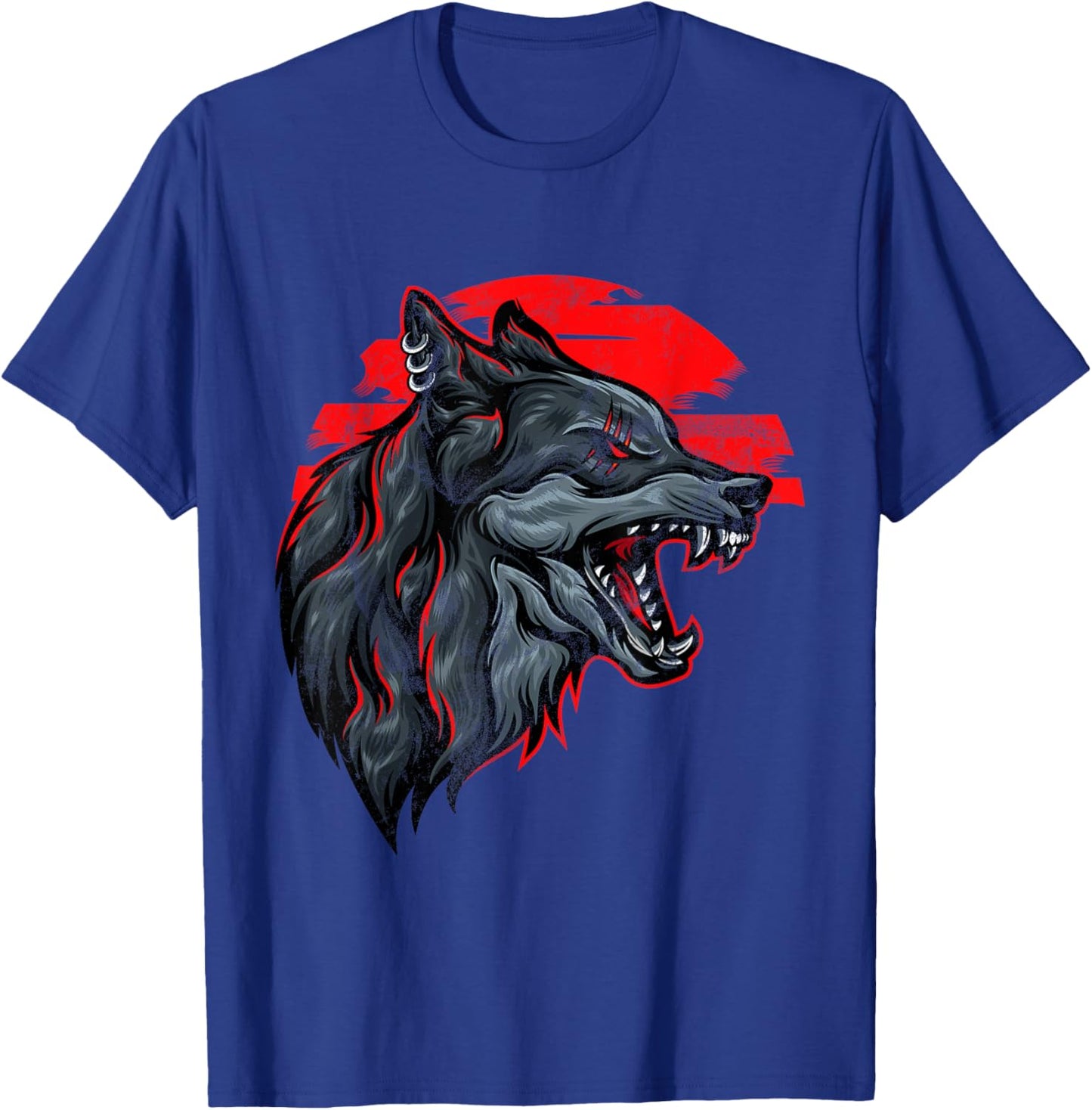 Wolf Howling Forest Mountains Moon Night Wild Monster Hunter T-Shirt - T-Shirt | Royal
