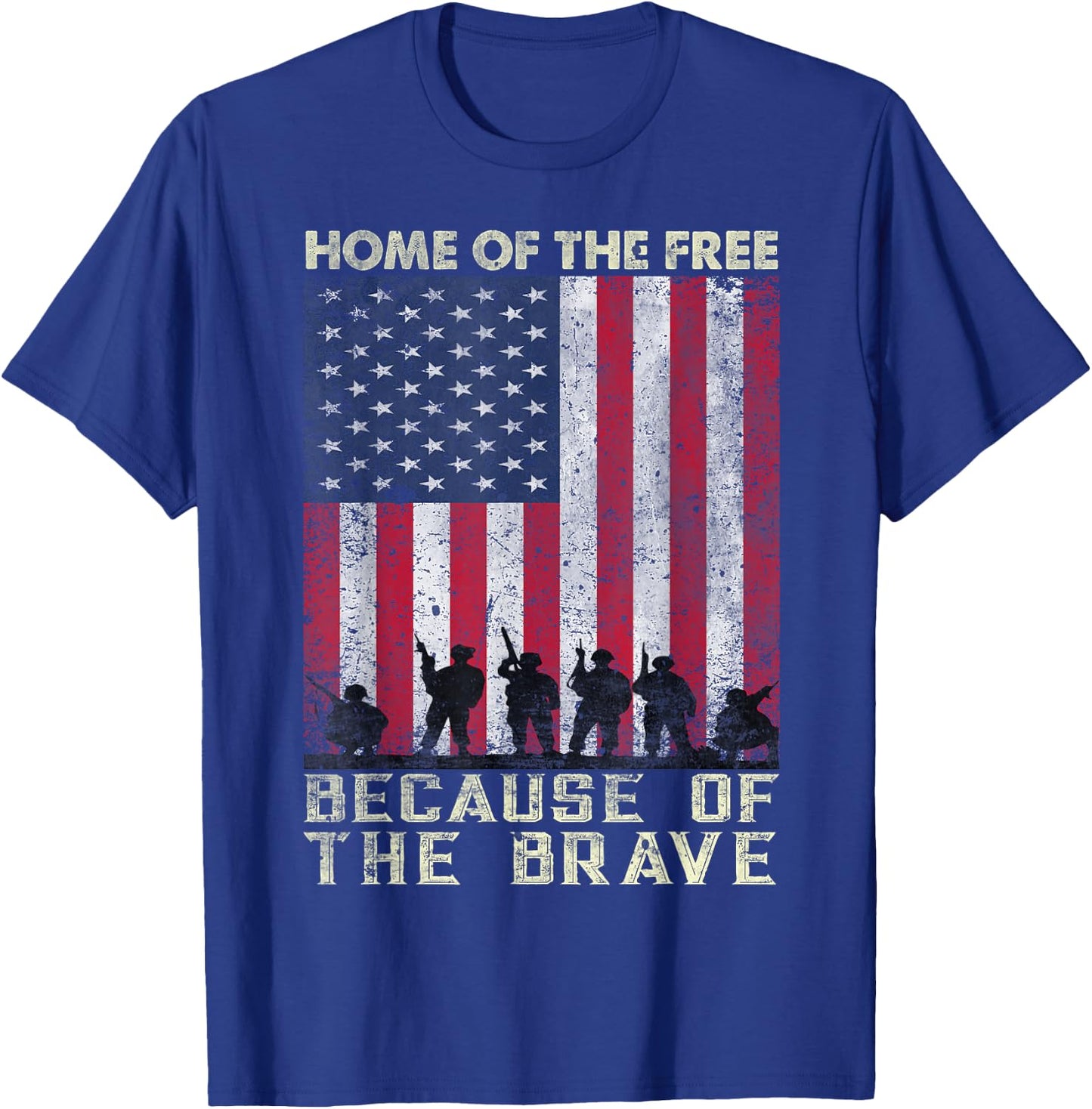 Home Of The Free Because Of The Brave American Flag T-Shirt - T-Shirt | Royal
