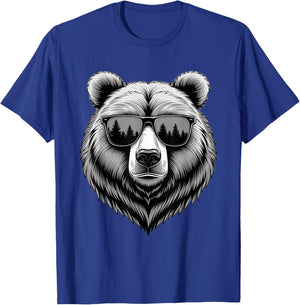 Bear with Sunglasses and Forest Reflection T-Shirt - T-Shirt | Royal
