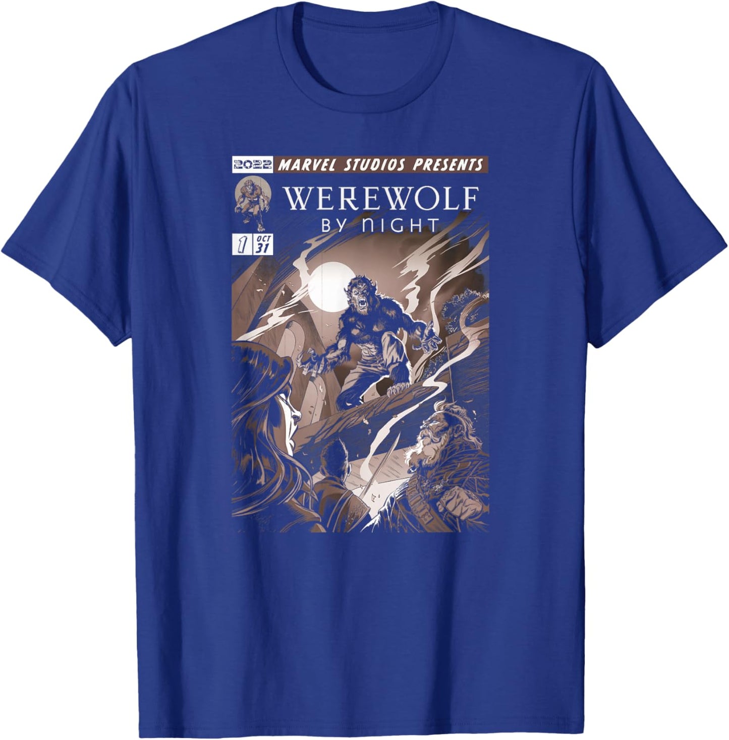Marvel Werewolf by Night Jack Colorless Comic Cover T-Shirt - T-Shirt | Royal