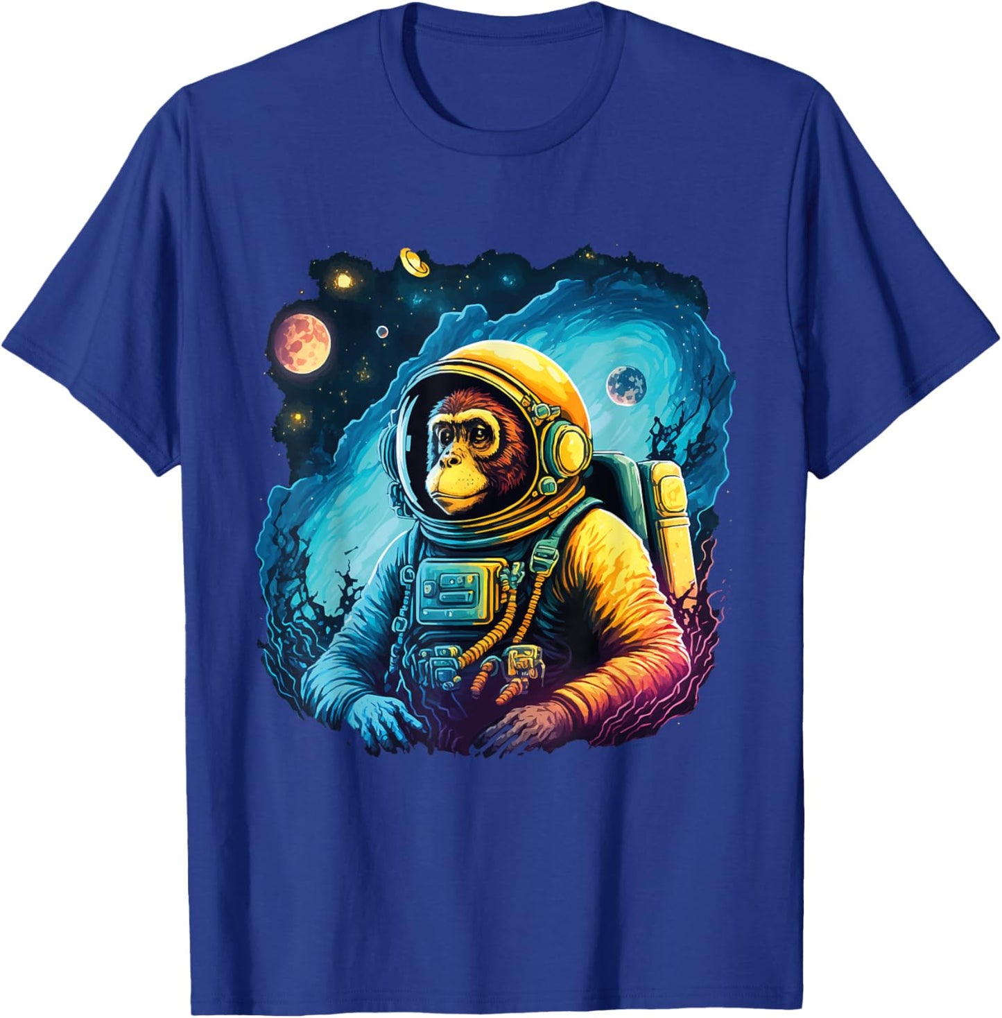 Cool Graphic Space Chimp Monkey Astronaut Cosmonaut T-Shirt - T-Shirt | Royal