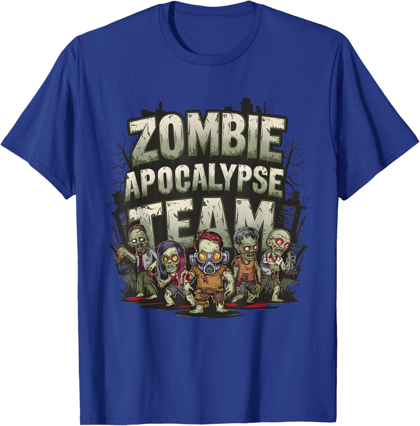 Halloween Zombie Apocalypse Team Art T-Shirt - T-Shirt | Royal