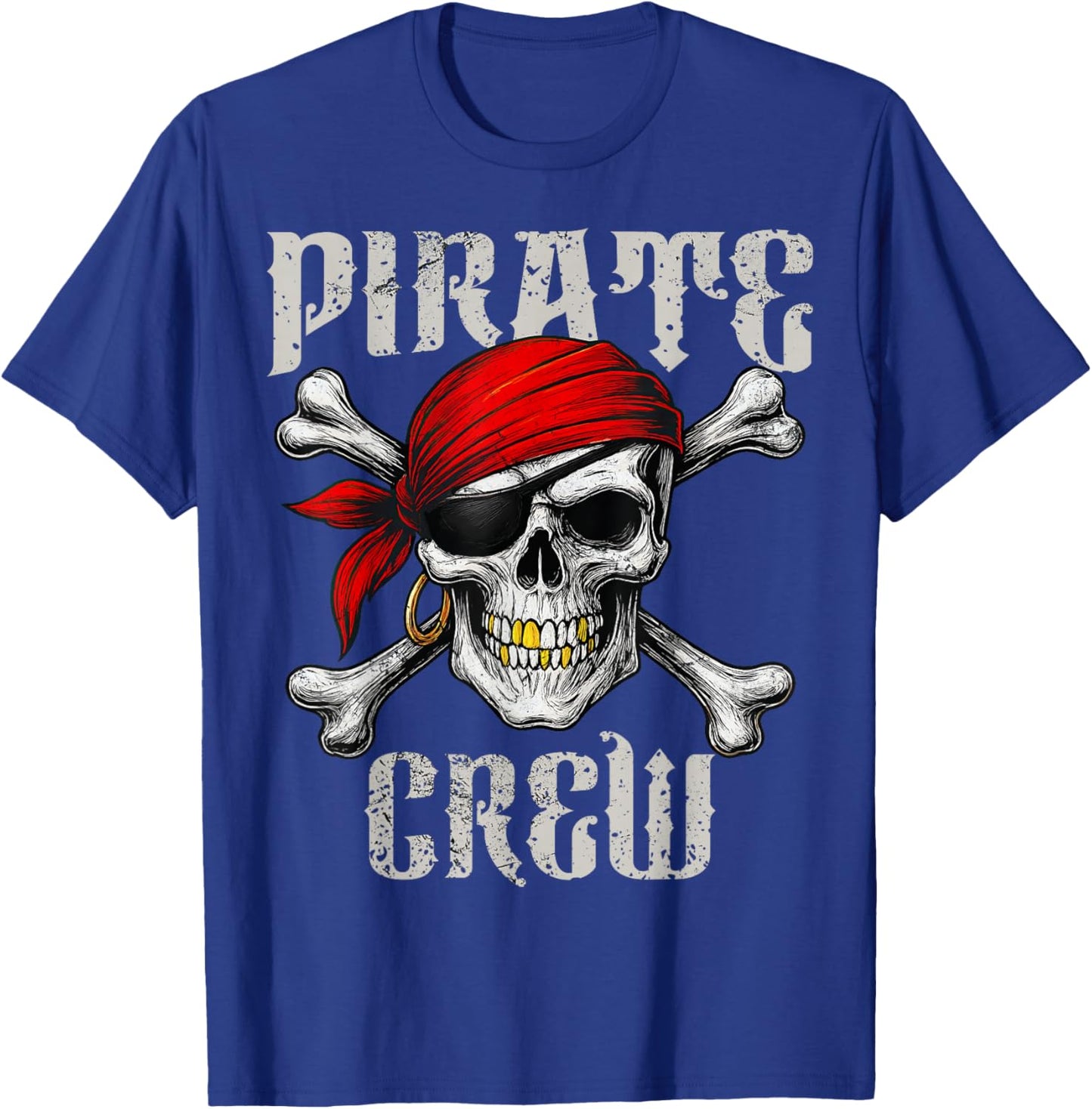 Pirate Crew Jolly Roger Flag & Skull Crossbones Halloween T-Shirt - T-Shirt | Royal