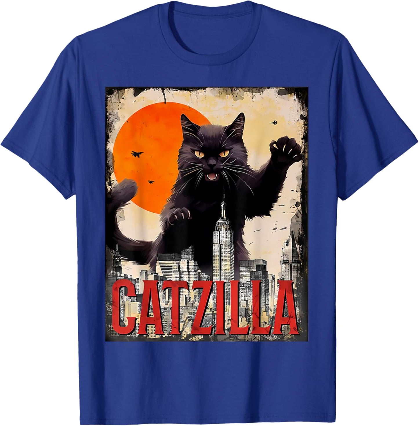 Catzilla Cat Art Funny Cat Gifts T-Shirt - T-Shirt | Royal