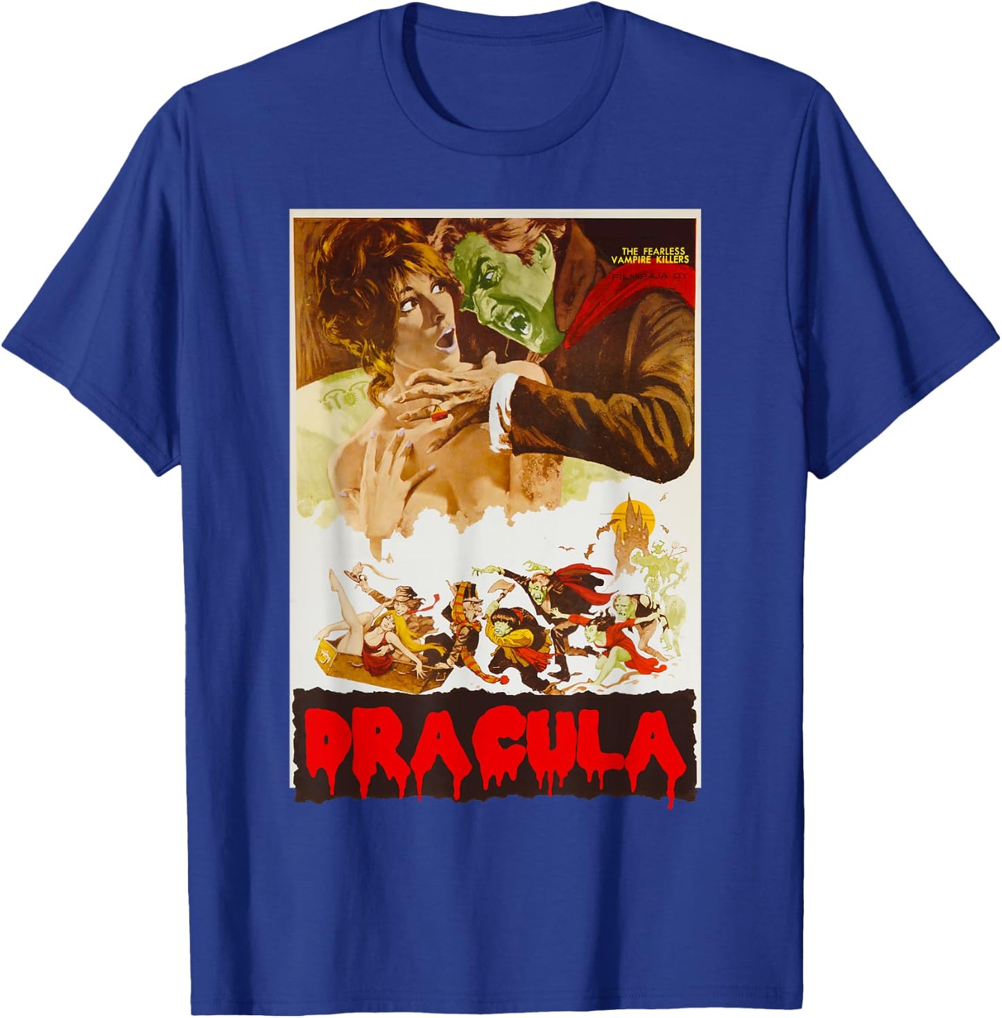 Retro Halloween Monster Poster Horror Movie Vampire Dracula T-Shirt - T-Shirt | Royal