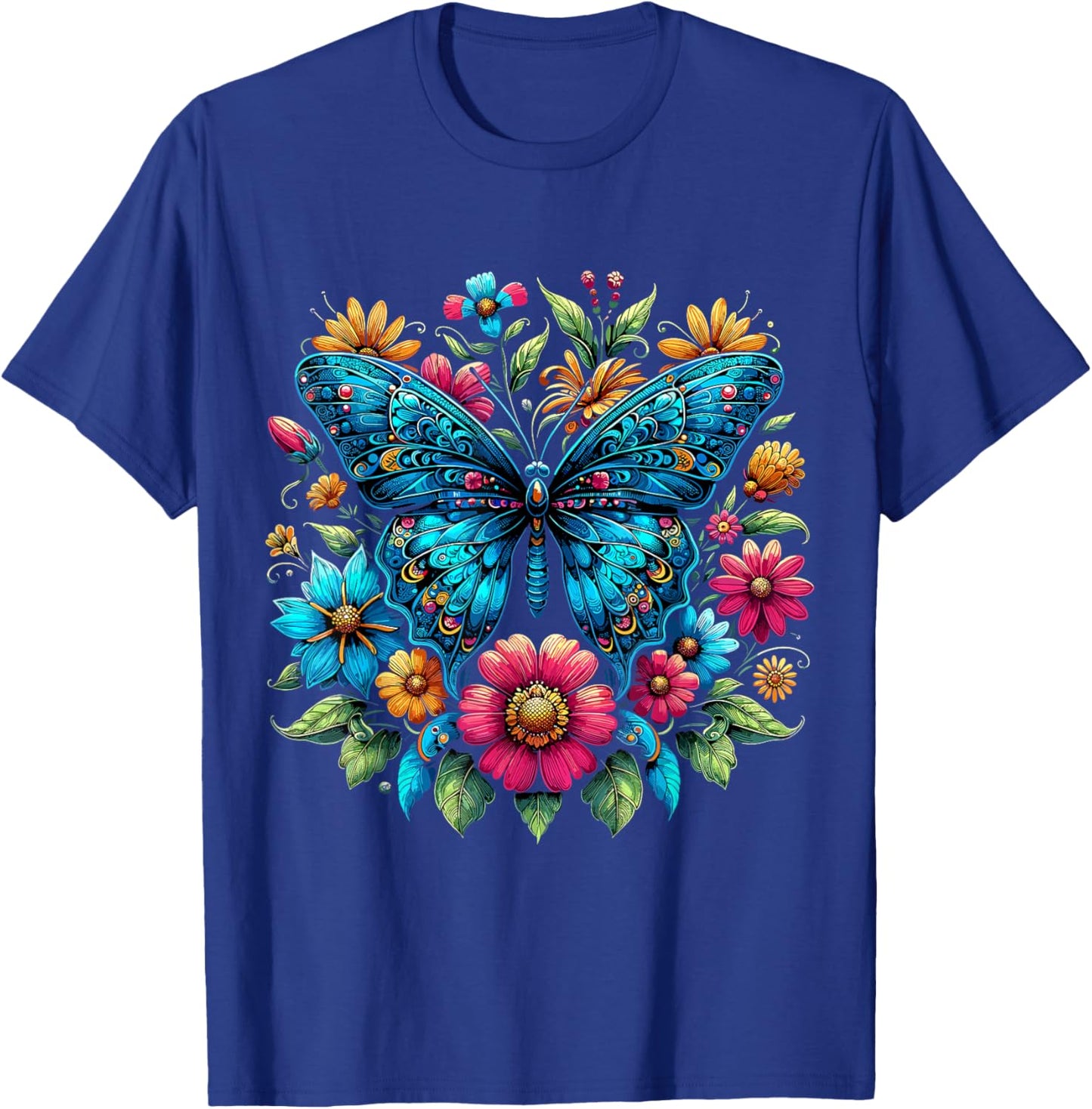 Butterfly With Flowers Aesthetic Butterfly T-Shirt - T-Shirt | Royal