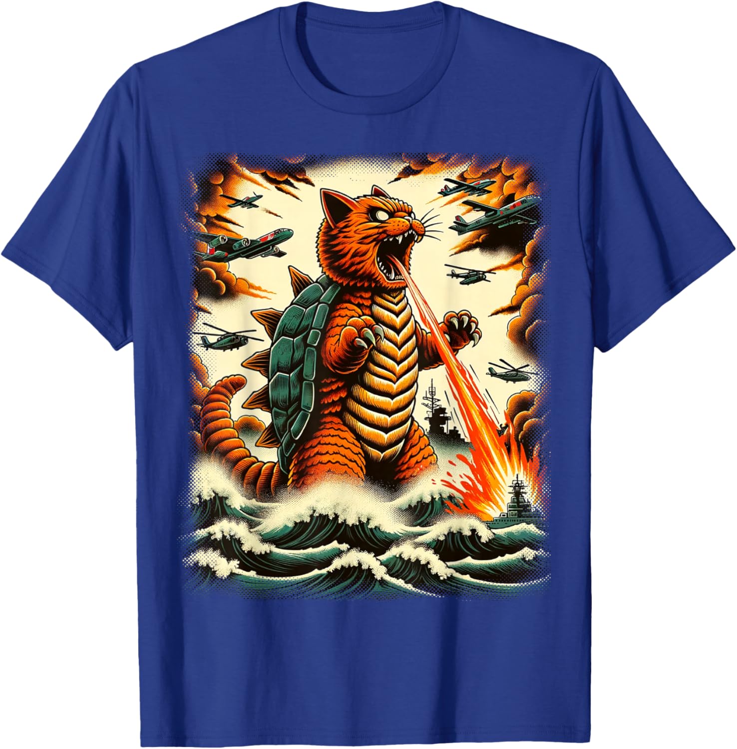 Cat Turtle Monster Kaiju Japanese Monster Funny Anime Manga T-Shirt - T-Shirt | Royal