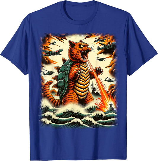 Cat Turtle Monster Kaiju Japanese Monster Funny Anime Manga T-Shirt - T-Shirt | Royal