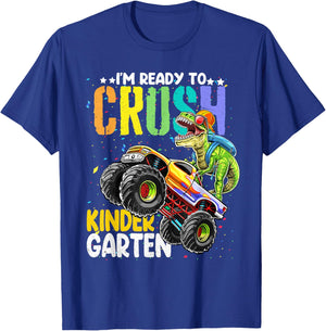 Back To School Boy Dinosaur I'm Ready To Crush Kindergarten T-Shirt - T-Shirt | Royal