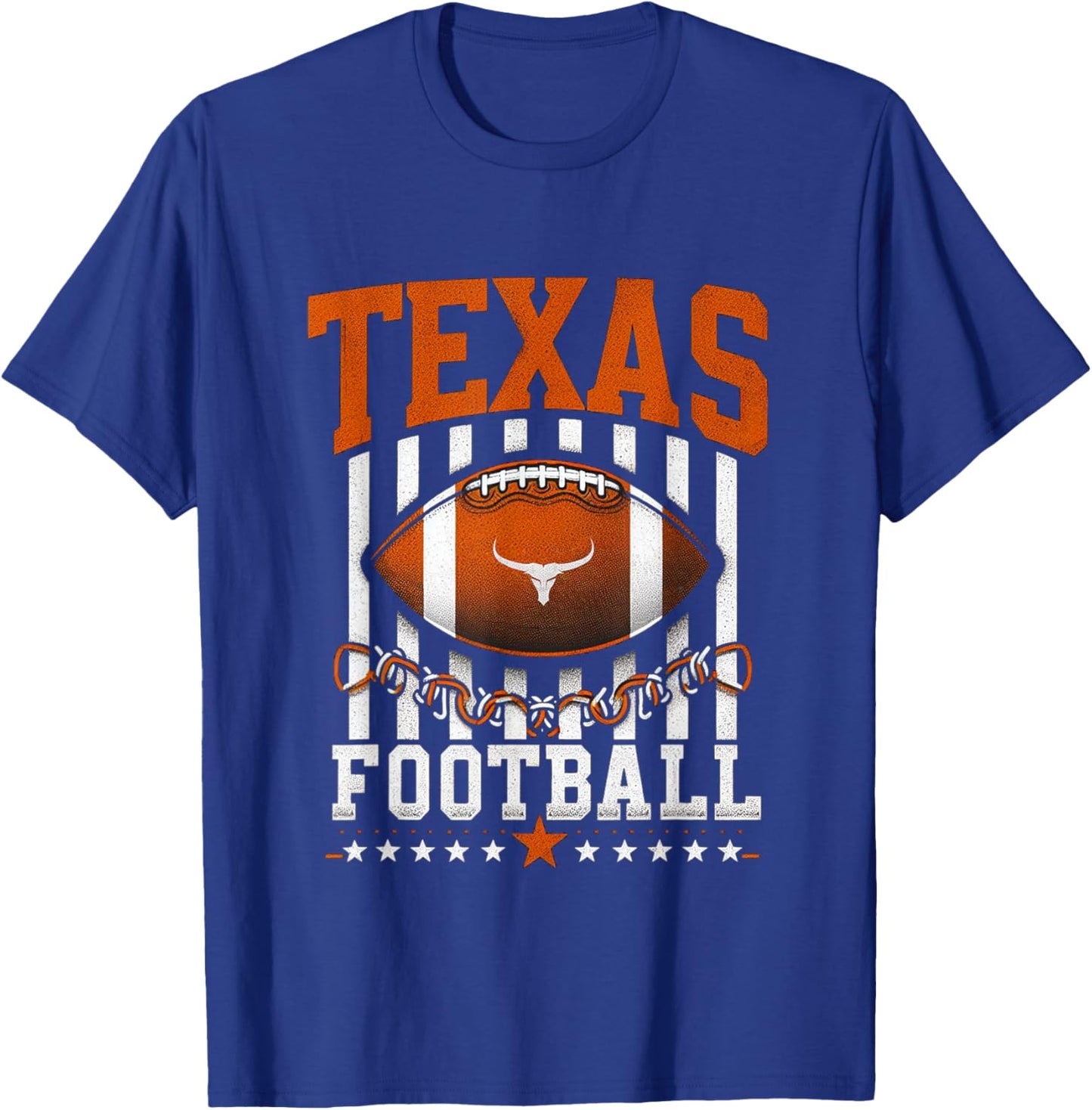 Texas Football Orange and White distressed graphic T-Shirt - T-Shirt | Royal
