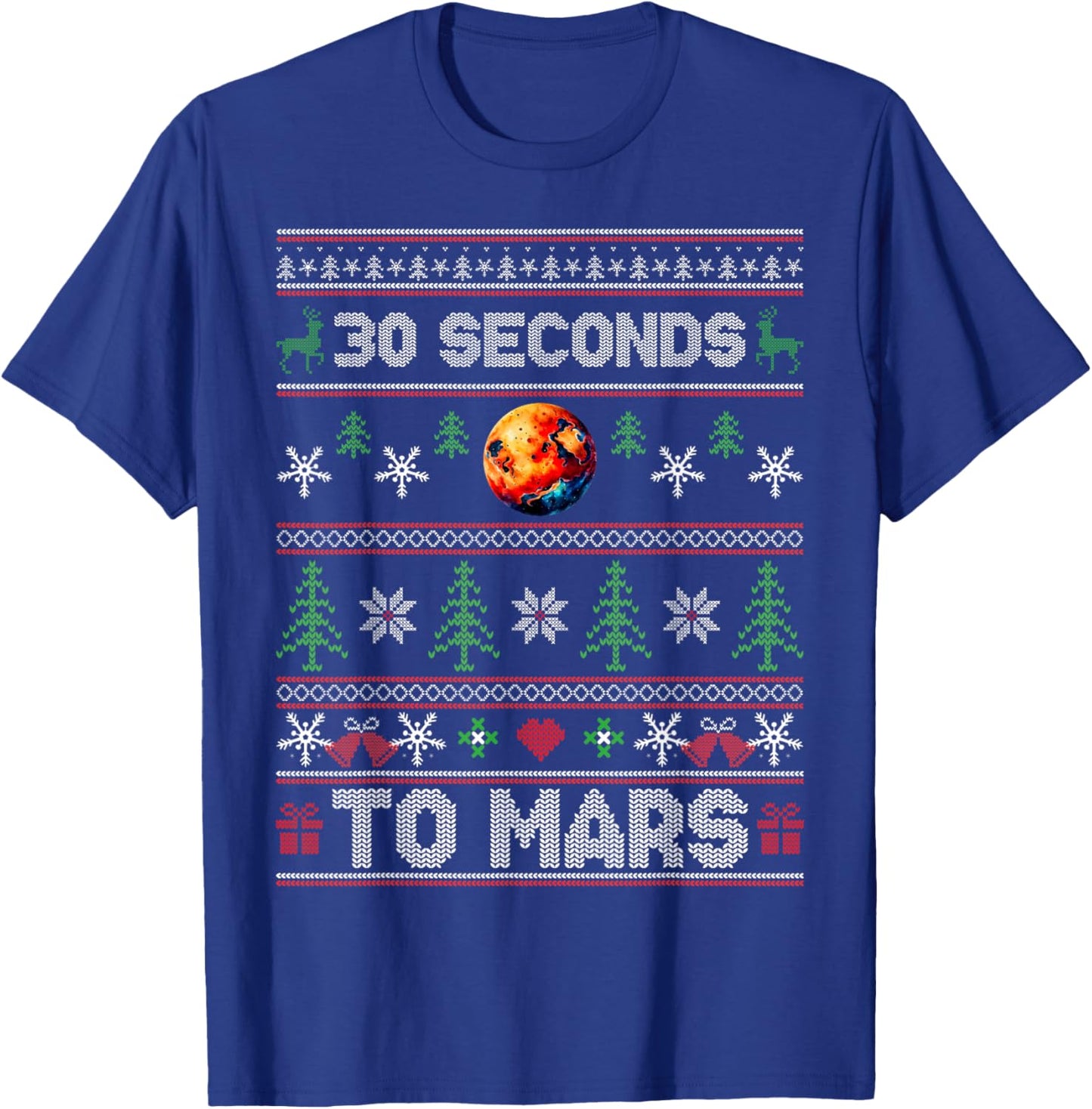 30 Seconds To Mars Ugly Christmas Sweater Funny Music Lovers T-Shirt - T-Shirt | Royal
